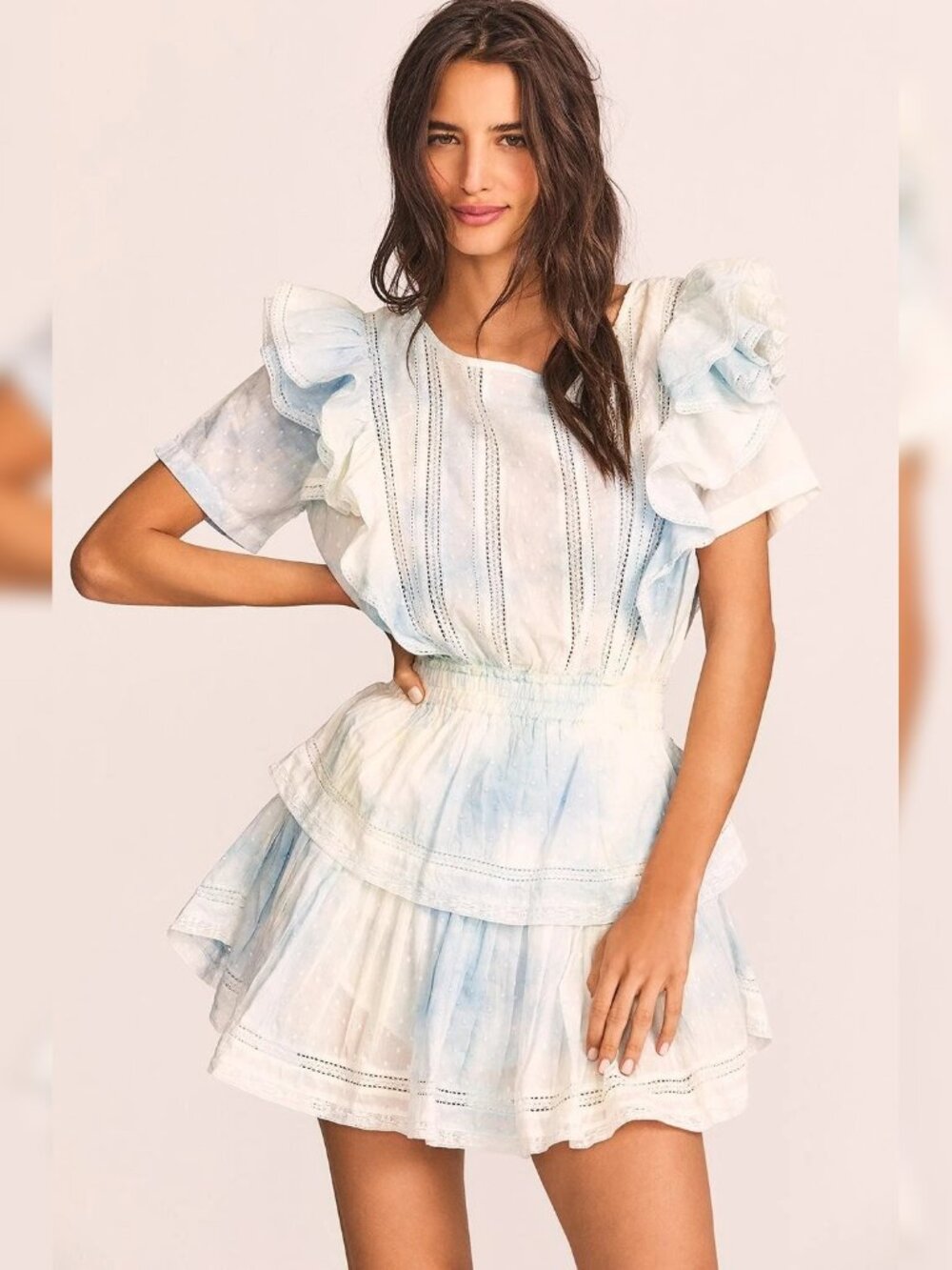 LoveShackFancy Natasha Dress XS 2 Women Casual Partywear Hand Dye Mini NEW 46154